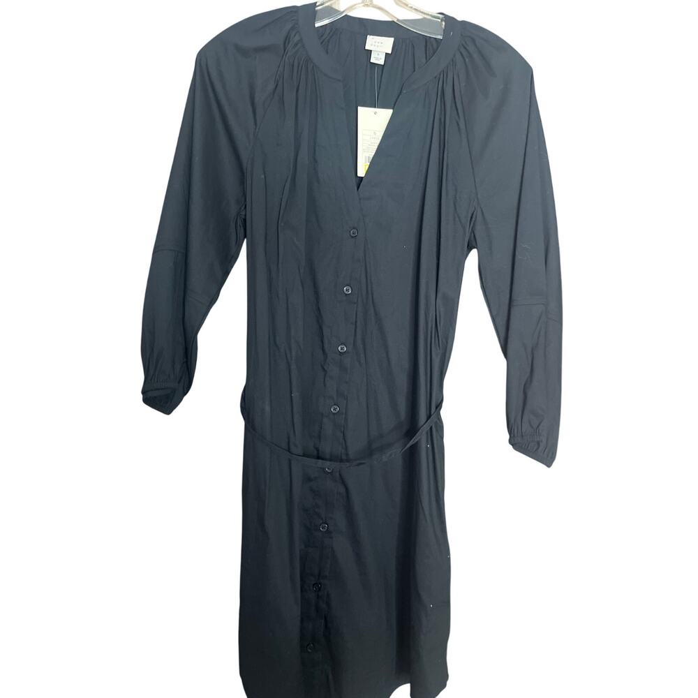 A New Day Women's Black Balloon 3/4 Sleeve Mini Shirtdress  small NWT